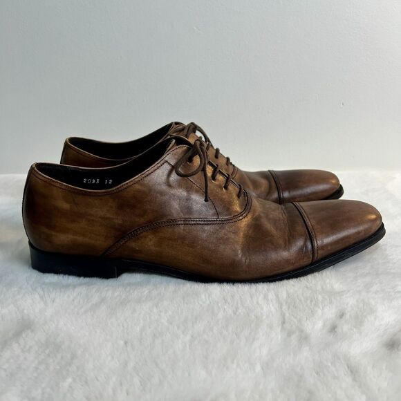 TO BOOT NEW YORK Adam Derrick Nico Oxford Brown Leather Shoes Men\'s Size 11.5 US Nico Burnished Brown Calf Leather Cap Toe Oxford main image 2